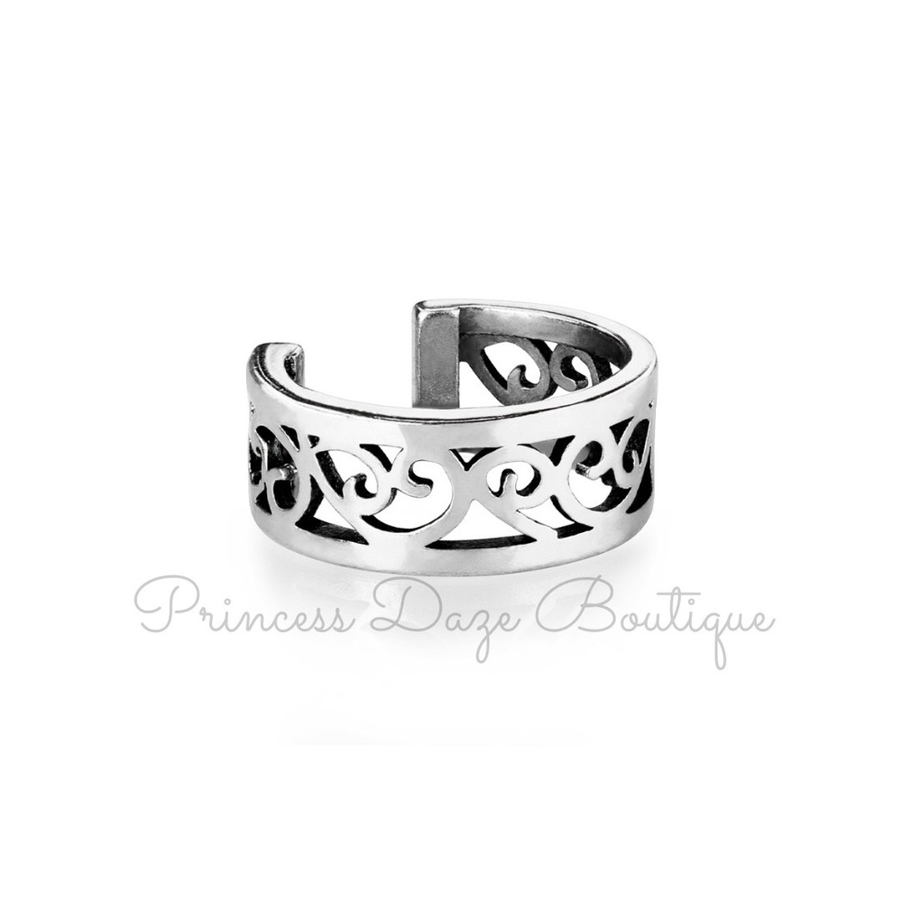 Non Piercing Ear Cuff Wrap Scroll‎ Filigree Geometric Earring Silver Tone